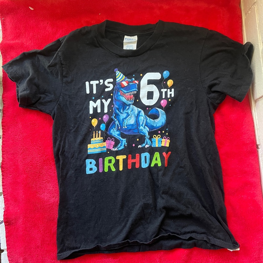 Black Dinosaur Birthday Kids T-Shirt